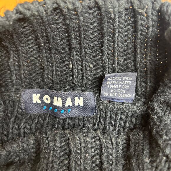 Koman XXL Sports Black & Gray Striped Knit Sweater Pullover - Picture 2 of 6